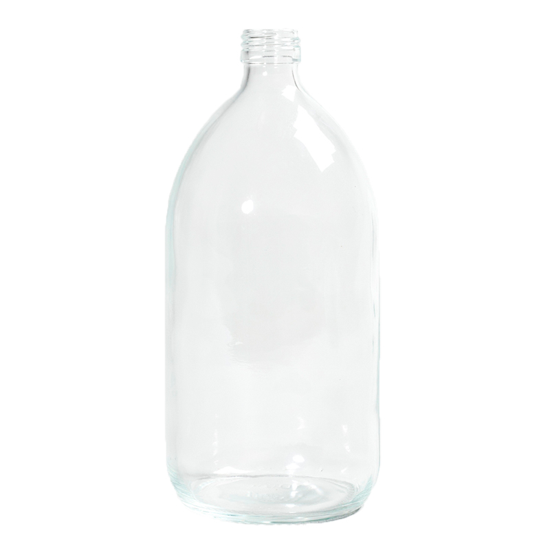 MR1000C, 1L, Clear, Glass, PP28, Screw, Sirop Bottles