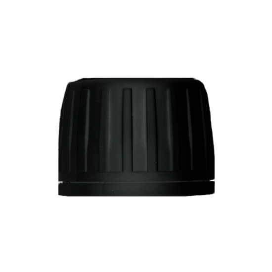 PP28TCEB, PP28, Black, Ribbed, HDPE, EPE, Child Resistant / Tamper Evident Caps