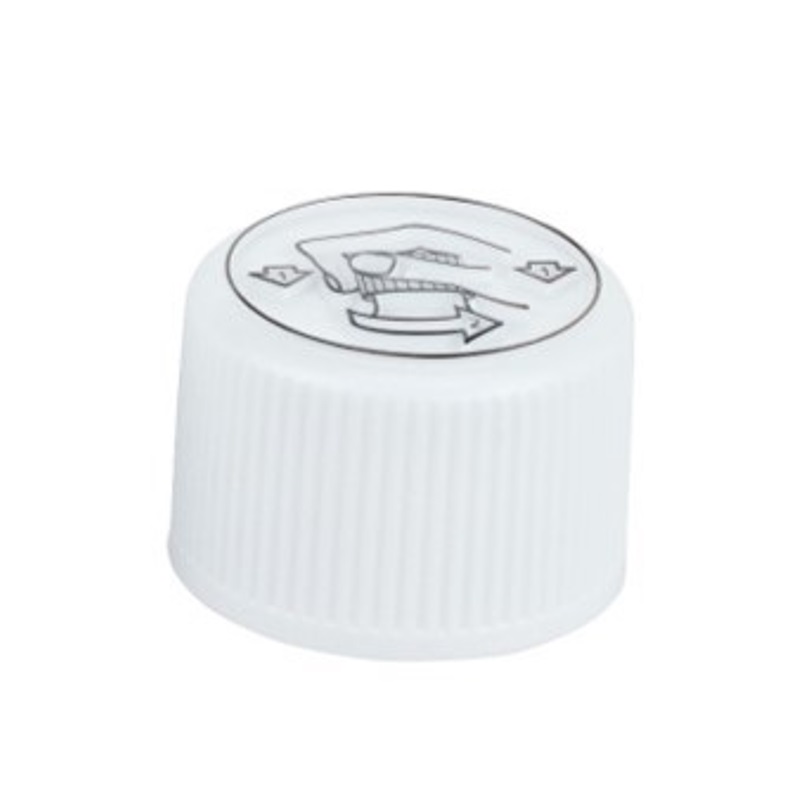 PP28TECL, PP28, White, Ribbed, Mixed, EPE, Child Resistant / Tamper Evident Caps